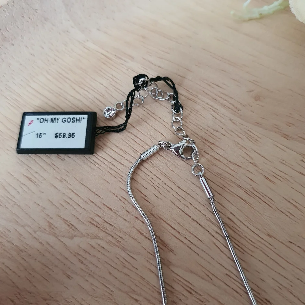 "Oh My Gosh" Silver Swarovski Crystal Necklace - Picture 3 of 5